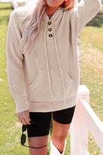 Load image into Gallery viewer, Waffle Knit Buttons Hooded Sweater with Pocket