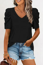Load image into Gallery viewer, Puff Sleeve V-Neck T-Shirt