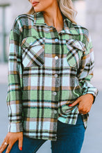 Load image into Gallery viewer, Geometric Plaid Print Pocketed Shacket