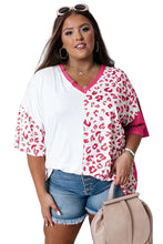 Load image into Gallery viewer, Plus Size Leopard Patchwork Short Sleeve Top