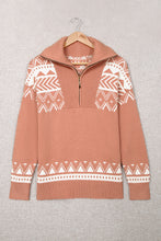 Load image into Gallery viewer, Geometry Knit Quarter Zip Sweater