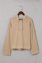 Load image into Gallery viewer, Khaki Casual Button Solid Patchwork Trim Hoodie