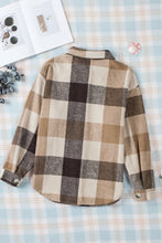 Load image into Gallery viewer, Khaki Plaid Color Block Buttoned Long Sleeve Jacket with Pocket