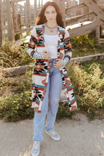 Load image into Gallery viewer, Multicolor Geometric Color Block Open Front Long Cardigan