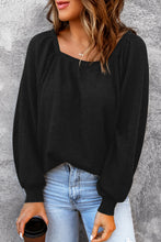 Load image into Gallery viewer, Scoop Neck Puff Sleeve Waffle Knit Top