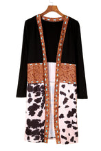 Load image into Gallery viewer, Western Pattern Cow Patchwork Open Front Cardigan