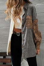 Load image into Gallery viewer, Color Block Leopard Patched Corduroy Shacket