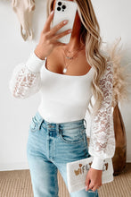 Load image into Gallery viewer, Lace Sleeves Square Neck Bodysuit