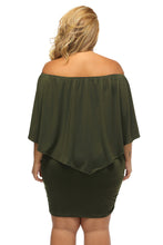 Load image into Gallery viewer, Plus Size Multiple Dressing Layered Army Green Mini Poncho Dress