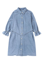 Load image into Gallery viewer, Buttoned Long Sleeve Denim Mini Dress