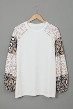 Load image into Gallery viewer, Beige Leopard Print Bubble Sleeve Top