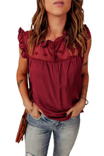 Load image into Gallery viewer, Ruffled Swiss Dot Mesh Yoke Tank Top