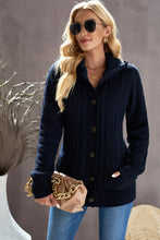 Load image into Gallery viewer, Navy Blue Long Sleeve Button-up Hooded Cardigans