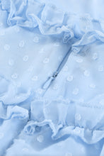 Load image into Gallery viewer, Layered Ruffled Open Back Puff Sleeve Swiss Dot Mini Dress