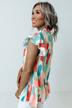 Load image into Gallery viewer, Color Block Ruffled Mock Neck Ruffled Top