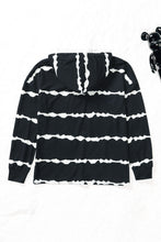 Load image into Gallery viewer, Striped Drawstring Button Long Sleeve Hoodie