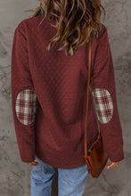 Load image into Gallery viewer, Geometric Texture Plaid Trim Sweatshirt