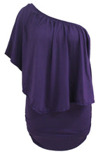 Load image into Gallery viewer, Plus Size Multiple Dressing Layered Purple Mini Poncho Dress