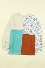 Load image into Gallery viewer, Patchwork Color Block Ribbed Long Sleeve Top