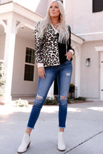 Load image into Gallery viewer, Leopard Patchwork Buttoned Hooded Sweatshirt