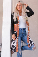 Load image into Gallery viewer, Western Pattern Cow Patchwork Open Front Cardigan