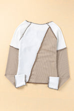 Load image into Gallery viewer, Irregular Color Block Seaming Trim Rib Knit Top