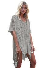 Load image into Gallery viewer, Crochet Knitted Tassel Tie Kimono Beachwear