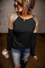 Load image into Gallery viewer, Sequin Shoulder Long Sleeve Top
