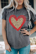 Load image into Gallery viewer, Sequin Leopard Heart Graphic T-shirt
