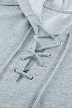 Load image into Gallery viewer, Grey Casual Solid Color Lace-up Hoodie