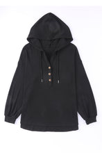 Load image into Gallery viewer, Buttoned High and Low Hem Hoodie
