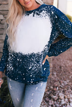 Load image into Gallery viewer, Navy Tie-dyed Crew Neck Pullover Sweatshirt