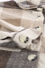 Load image into Gallery viewer, Khaki Plaid Color Block Buttoned Long Sleeve Jacket with Pocket