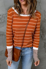 Load image into Gallery viewer, Extend Color Block Cuffs Rib Knit Striped Pullover