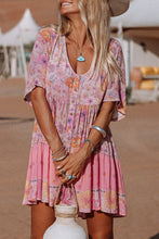 Load image into Gallery viewer, Multicolor Hibiscus Floral Print Ruffle Mini Dress