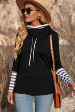 Load image into Gallery viewer, Striped Splicing High Neck Sweatshirt
