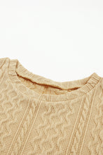 Load image into Gallery viewer, Khaki Solid Color Puffy Sleeve Textured Knit Top