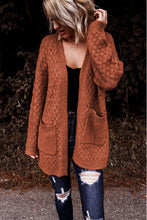 Load image into Gallery viewer, Open Front Woven Texture Knitted Cardigan with Pockets