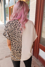 Load image into Gallery viewer, Khaki Contrast Leopard Color Block Blouse