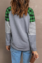Load image into Gallery viewer, Lucky Plaid Heart Striped Color Block Long Sleeve Top