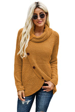 Load image into Gallery viewer, Mustard Buttoned Wrap Turtleneck Sweater