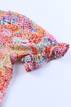 Load image into Gallery viewer, Multicolor Mix Floral Pattern Bubble Sleeve Blouse