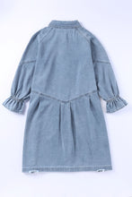 Load image into Gallery viewer, Buttoned Long Sleeve Denim Mini Dress