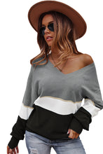 Load image into Gallery viewer, Colorblock V Neck Sweater