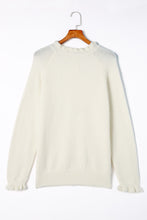 Load image into Gallery viewer, Beige Frill Trim Buttoned Knit Pullover Sweater