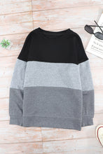 Load image into Gallery viewer, Colorblock Black Contrast Stitching Sweatshirt with Slits