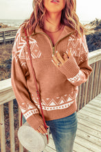 Load image into Gallery viewer, Geometry Knit Quarter Zip Sweater