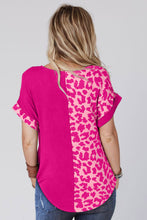 Load image into Gallery viewer, Half Leopard Patchwork Short Sleeves Top