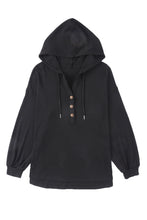 Load image into Gallery viewer, Buttoned High and Low Hem Hoodie