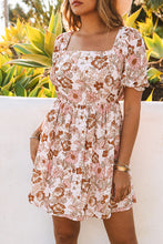 Load image into Gallery viewer, Floral Print Bow Knot Backless Square Neck Mini Dress